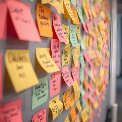 pizarra con ideas en posit